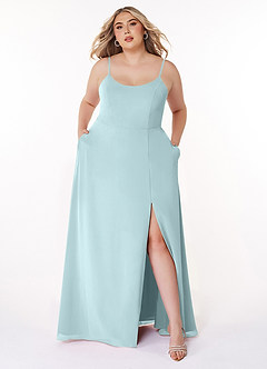 Azazie Moira Bridesmaid Dresses Mist A-Line Scoop Chiffon Dress image8