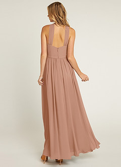 Azazie Jacey At-home Try On Dresses Desert Rose A-Line Pleated Chiffon Dress image2