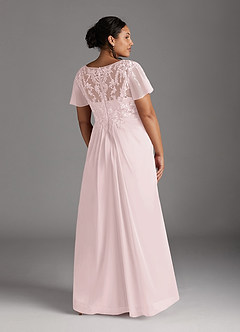 Azazie Holga Kleider für die Brautmutter A-Linie V-Hals Spitze Chiffon Kleid Zartrosa image10