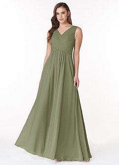 Azazie Flora Bridesmaid Dresses Pistachio A-Line Pleated Chiffon Dress image1