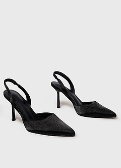 front Slingback-Pumps aus Satin