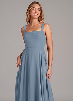 Azazie Shaude Brautjungfernkleider A-Linie Plissee Chiffon Kleid Staubblau image5