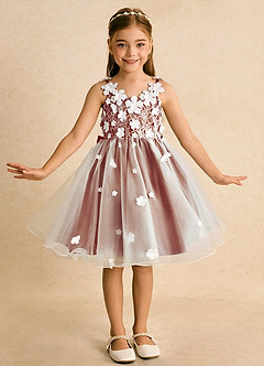 Azazie Junebug Flower Girl Dresses Ivory Paprika Ball-Gown Lace Tulle Dress image3