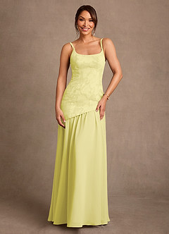 Azazie Flossie Mother of the Bride Dresses Lemon Sorbet A-Line Pleated Chiffon Dress image4