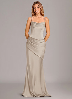 Azazie Pelagia Bridesmaid Dresses Frost Mermaid Corset Stretch Satin Convertible Dress image6