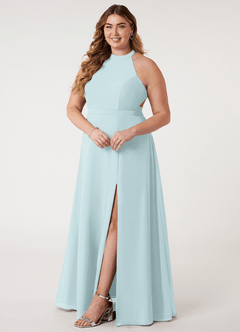 Azazie Clarice Bridesmaid Dresses Mist A-Line Halter Chiffon Dress image11