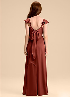 Azazie Everett Junior Klä av A-Line i Stretch Satin Rosett image2