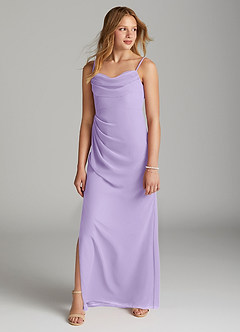 Azazie Mai Junior Vestido de Lila de Gasa de Recto con Plisado image3
