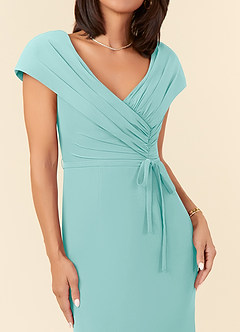 Azazie Bailora Mother of the Bride Dresses Aqua Mermaid Ruched Chiffon Dress image4