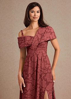 Azazie Milton Mother of the Bride Dresses Terracotta A-Line Pleated Floral Burnout Dress image7