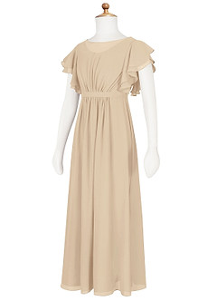 Azazie Daphne Junior Champagne A-Line Pleated Chiffon Dress image8
