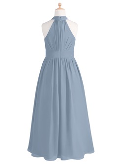 Azazie Iman Junior Dusty Blue A-Line Pleated Chiffon Dress image7