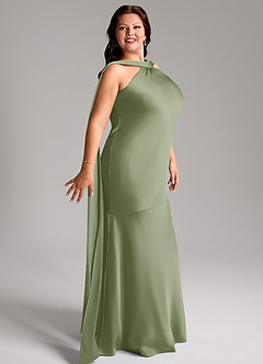Azazie Kinsley Kleider zum Anprobieren zu Hause Meerjungfrau-Linie Seitliche Cut-Outs Stretch-Satin Kleid Schwarz image11