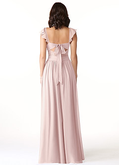 Azazie Lissa Bridesmaid Dresses Blushing Pink A-Line Lace Chiffon Dress image2