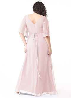 Azazie Cierra Bridesmaid Dresses Blushing Pink A-Line V-Neck Chiffon Dress image10