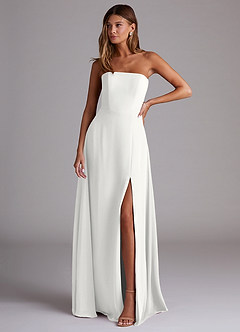 Azazie Wren Bridesmaid Dresses White A-Line Side Slit Chiffon Convertible Dress image1