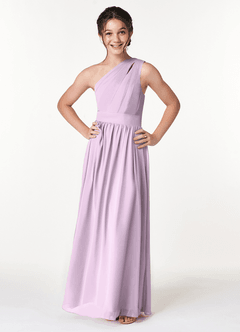 Azazie Molly Junior Amethyst A-Line Pleated Chiffon Dress image3