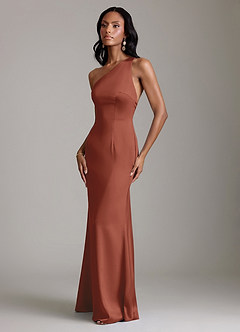 Azazie Voni Abiti da Damigella Abito Sirena in Raso Elasticizzato Monospalla Auburn image6