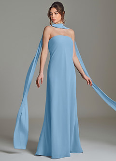 Azazie Ilana Bridesmaid Dresses Steel Blue A-Line Strapless Chiffon Dress image5