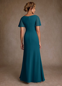 Azazie Suffolk Mother of the Bride Dresses Ink Blue A-Line Pleated Chiffon Dress image3