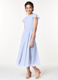Azazie Payton Junior Ice A-Line Bow Chiffon Dress image4