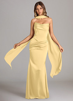 Azazie Sorrel Bridesmaid Dresses Butter Mermaid Strapless Stretch Satin Convertible Dress image1