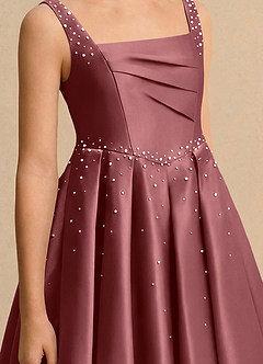 Azazie Jello Flower Girl Dresses Amethyst Ball-Gown Pleated Matte Satin Dress image5