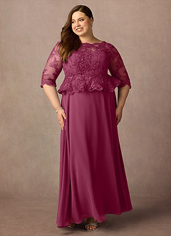 Azazie Averie Mother of the Bride Dresses Mulberry A-Line Boatneck Sequins Chiffon Dress image9