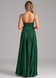 Azazie Tyla Vestidos de damas de honor Vestido de Verde Oscuro de Satén Elástico de Corte en A con Escote de Corazón image2