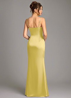 Azazie Reverie Bridesmaid Dresses Canary Mermaid Corset Stretch Satin Dress image4