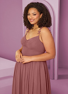 Barbie ♥ Azazie Bridesmaid Dresses Desert Rose A-Line Pleated Chiffon Dress image14