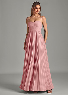 Azazie Chiana Vestidos de madrinha de casamento Vestido Rosa Empoeirada de Chiffon de Linha A com Sem alças image2