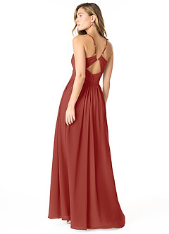 Azazie Cora Bridesmaid Dresses Terracotta A-Line Pleated Chiffon Dress image2