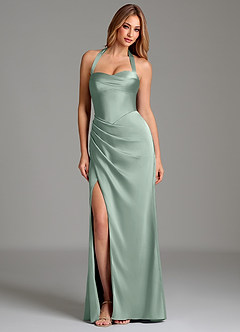 Azazie Serenity Bridesmaid Dresses Agave Mermaid Sweetheart Neckline Stretch Satin Dress image3