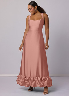 Barbie ♥ Azazie Final Sale Bermuda A-Line with Pockets Stretch Satin Dress image8