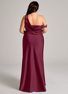 Azazie Madelyn Bridesmaid Dresses Mulberry Mermaid One Shoulder Stretch Satin Convertible Dress image16