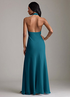 Azazie Lorena Bridesmaid Dresses Ink Blue Mermaid Pleated Chiffon Dress image2