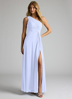 Azazie Brooke Bridesmaid Dresses Lavender A-Line One Shoulder Mesh Dress image3