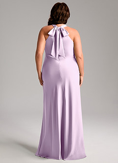 Azazie Doretta Bridesmaid Dresses Frosted Lilac Mermaid Pleated Stretch Satin Dress image10