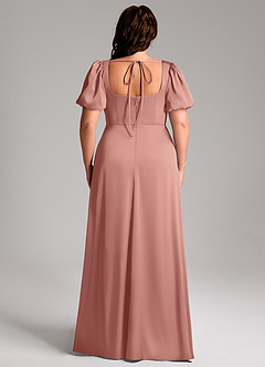 Azazie Fyona Bridesmaid Dresses Rosette A-Line Pleated Stretch Satin Dress image9