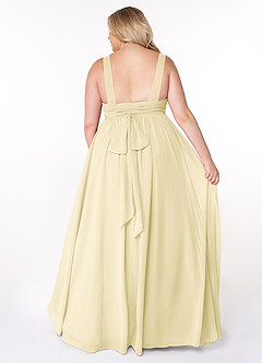 Azazie Kora Robes de demoiselle d'honneur Robe Trapèze en Mousseline de soie Plissée Sorbet Citron image8