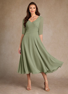 Azazie Durant Mother of the Bride Dresses Pistachio A-Line Pleated Chiffon Dress image2