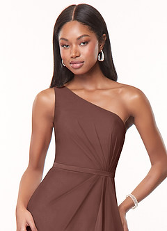 Azazie Liza Abiti da Damigella Abito Sirena in Chiffon Monospalla Espresso image5