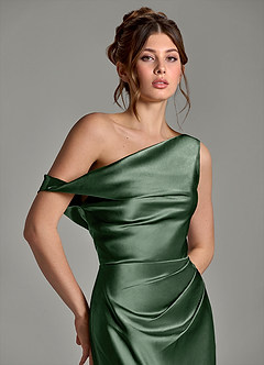 Azazie Emerson Morsiusneito Mekot Mrenneito Olkapään ulkopuolella Metallinen satiini Lattian pituus Pukeutua image7