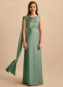 Azazie Sanah Girls Formal Flower Girl Klänningar Klänning A-Line i Stretch Satin Plisserad image4