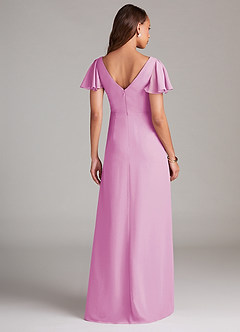 Azazie Soren Brautjungfernkleider A-Linie Gestreift Chiffon Kleid Bonbonrosa image2