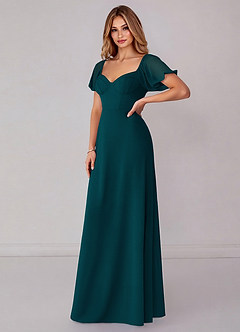 Azazie Fatima Bridesmaid Dresses Pine A-Line with Pockets Chiffon Dress image4