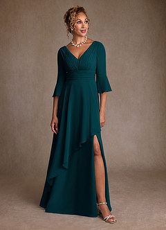 Azazie Eire Mother of the Bride Dresses Pine A-Line Pleated Chiffon Dress image4