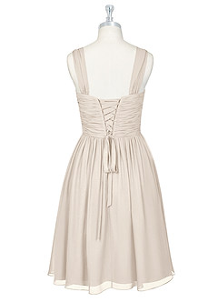Azazie Angie Bridesmaid Dresses White Alabaster A-Line Corset Chiffon Dress image10