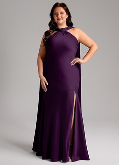 Azazie Kinsley Brautjungfernkleider Meerjungfrau-Linie Seitliche Cut-Outs Stretch-Satin Kleid Traube image8